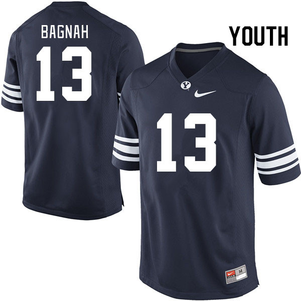 Youth #13 Isaiah Bagnah BYU Cougars College Football Jerseys Stitched-Navy - Click Image to Close